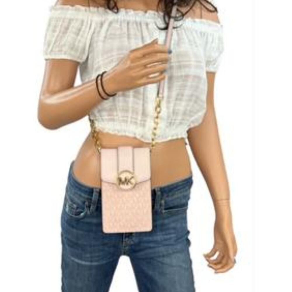 Michael Kors Carmen Logo Print Crossbody Bag Blush - Picture 6 of 11